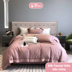 Set Chăn Ga Gối Tencel 120s Vân In Chìm