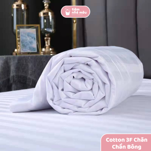 Set 4 Món Chăn Ga Gối Cotton 3F Chăn Chần Bông Khách Sạn Cao Cấp