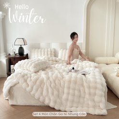 Bộ Chăn Ga Gối Nỉ Nhung Lông Cáo