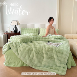 Bộ Chăn Ga Gối Nỉ Nhung Lông Cáo