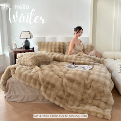 Bộ Chăn Ga Gối Nỉ Nhung Lông Cáo