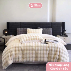 Set 4 Món Nỉ Nhung Lông Cáo Đơn Sắc Sóng Nổi