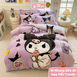 chăn ga gối nỉ nhung sữa