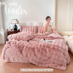 Bộ Chăn Ga Gối Nỉ Nhung Lông Cáo