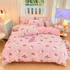 chăn ga gối nỉ nhung sữa hello kitty